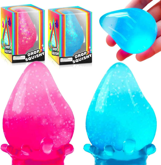 2 Packs Dream Squishy Drop Stress Balls for Adults Fidget Toys Adults. Fidgets Silicone Sensory Toys for Kids Autism. ADHD. Sensory Stress Relief Toys Birthday Day Gifts (Blue Pink)